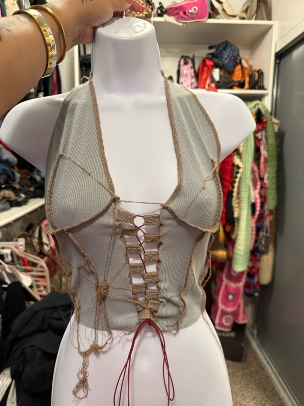 Distressed lace hater top - Picture 2 of 7